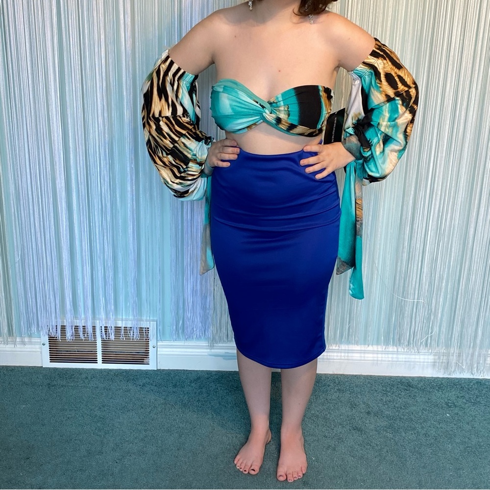 Seductions Blue Pencil Skirt Size S